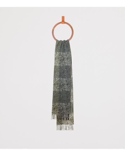 Loewe Green Wool-Cashmere Anagram Scarf