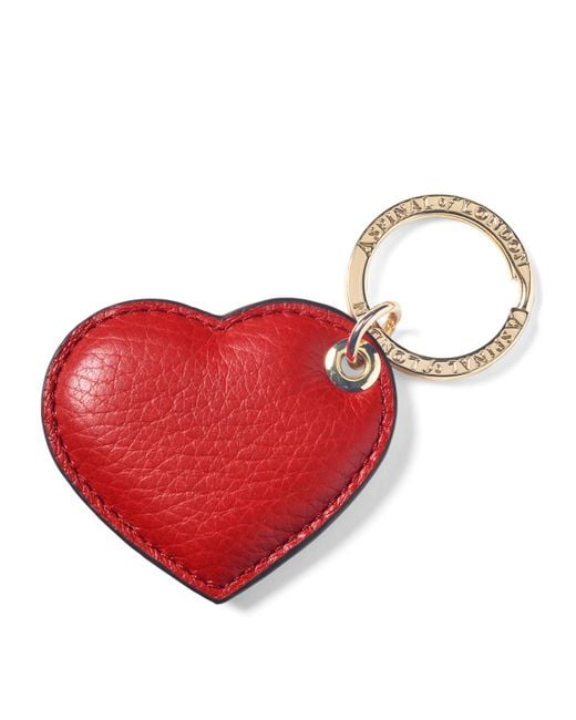 Aspinal Red Leather Heart Keyring