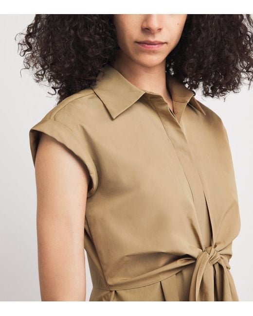 Lafayette 148 New York Natural Cotton Tie-Front Midi Shirt Dress