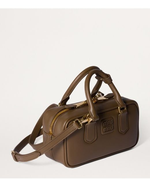 Miu Miu Brown Leather Arcadie Top-Handle Bag