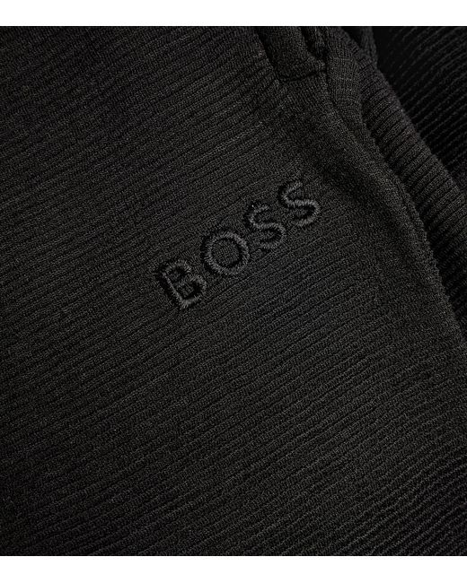 Boss Black Ribbed Drawstring Shorts for men