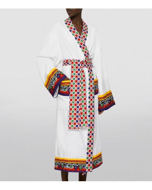 Dolce & Gabbana White Cotton-Terry Carretto Bathrobe