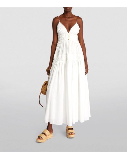 Aje. White Tiered Grace Maxi Dress