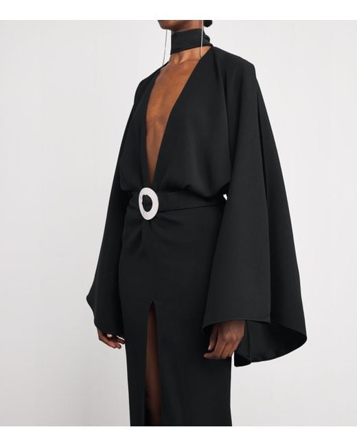 ‎Taller Marmo Black Belted Florida Kaftan Gown