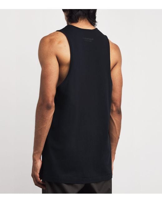 Fear Of God Black Cotton Oversized Logo Tank Top for men