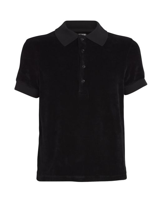 Tom Ford Black Stretch-Velvet Polo Shirt for men