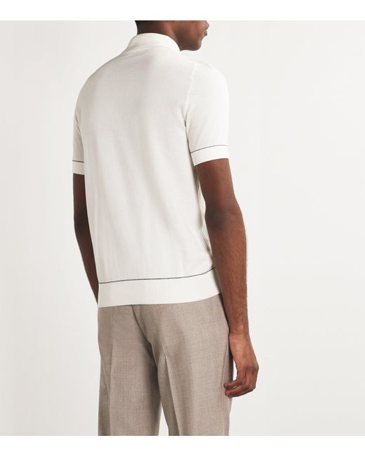 Brioni White Cotton Polo Shirt for men