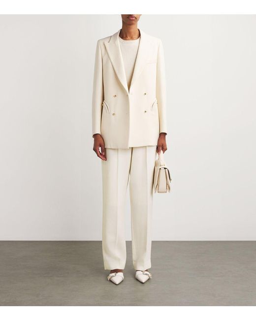 Blazé Milano White Virgin Wool Fox Tailored Trousers