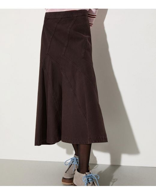 MAX&Co. Brown Cotton Midi Skirt