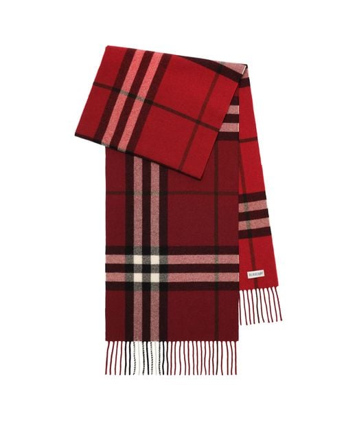 Burberry Red Cashmere Gradient Check Scarf