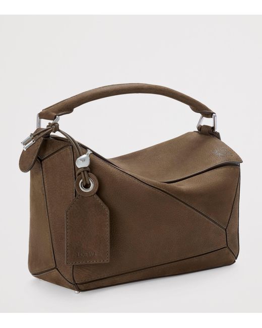 Loewe Brown Small Suede Featherlight Puzzle Top-Handle Bag