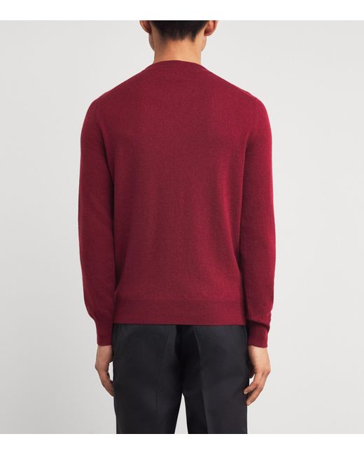 Isaia Red Cashmere Crew-Neck Sweater for men