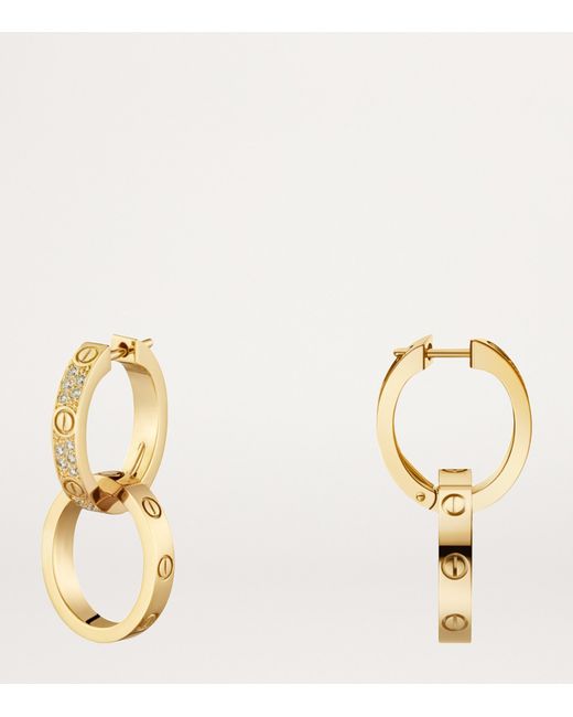 Cartier Metallic And Diamond Love Double Hoop Earrings