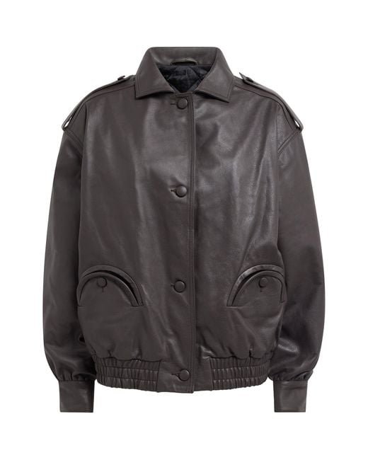 Blazé Milano Gray Charlie Leather Bomber Jacket