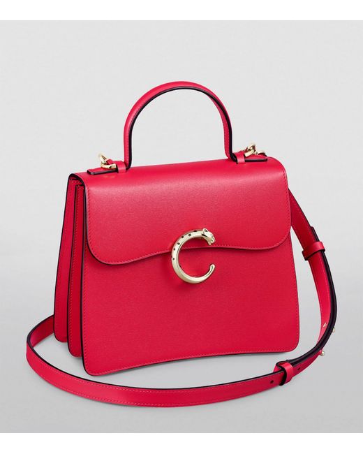 Cartier Red Calfskin Panthère De Top-handle Bag