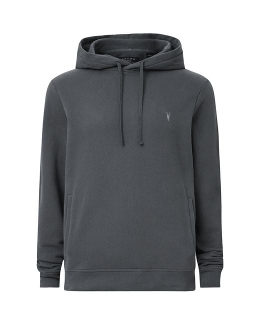 AllSaints Gray Organic Cotton Raven Ramskull Hoodie for men