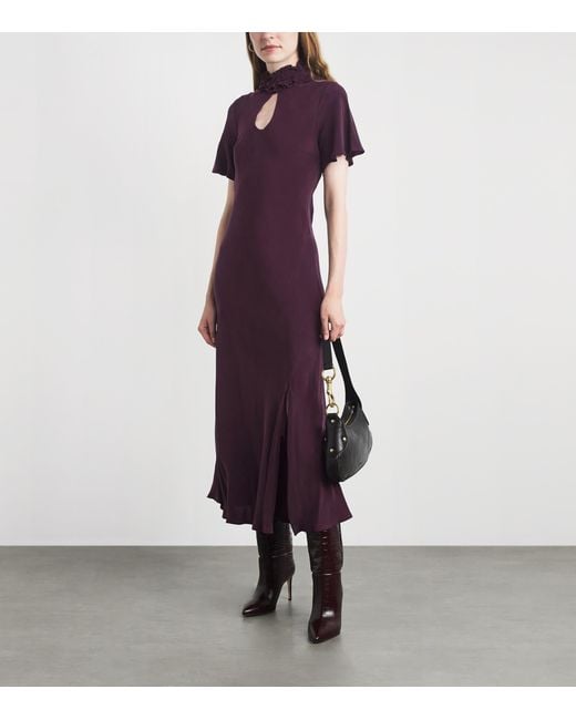 Claudie Pierlot Purple Teardrop-Detail Midi Dress