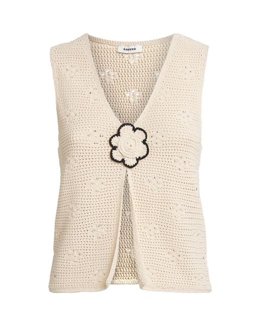 Sandro Natural Crochet Cardigan