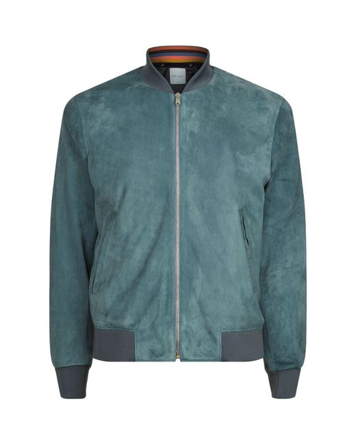 Paul Smith Green Suede Bomber Jacket for men