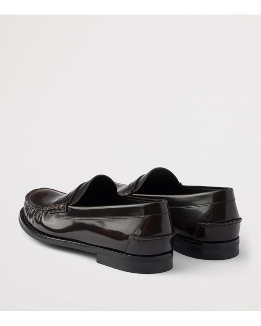 Prada Black Brushed Leather Loafers for men