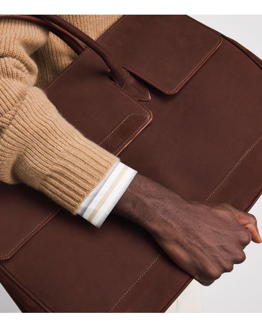 FIORONI CASHMERE Brown Cashmere Ribbed Sweater for men