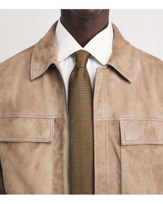 Canali White Silk-Wool Jacquard Tie for men