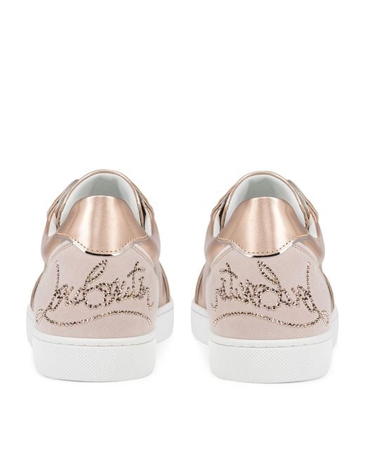 Christian Louboutin Fun Vieira Crystal-embellished Metallic-leather And Suede Low-top Trainers