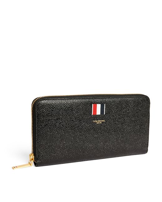 Thom Browne Black Leather Continental Zip Wallet