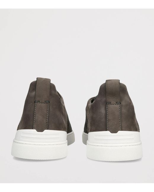 Zegna Green Crocodile Leather Triple Stitch Secondskin Sneakers for men