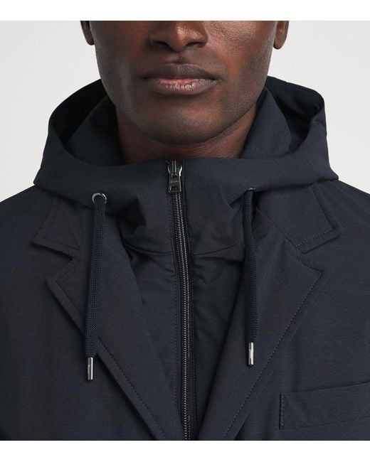 Herno Blue Hooded Jacket for men