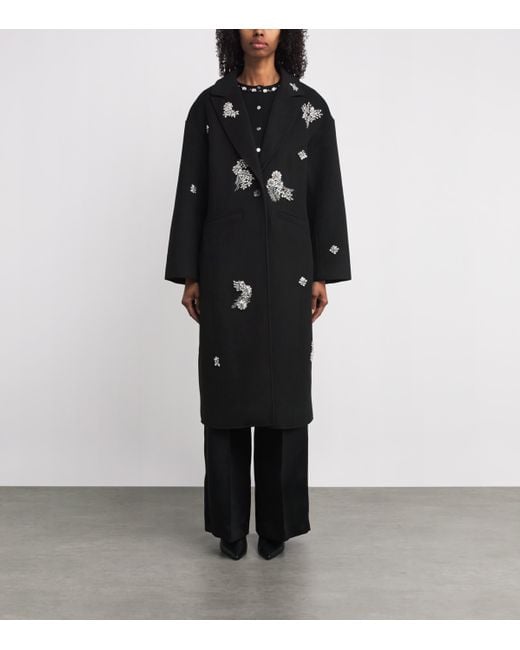 Cinq À Sept Black Crystal-Embellished Ivy Gravis Coat