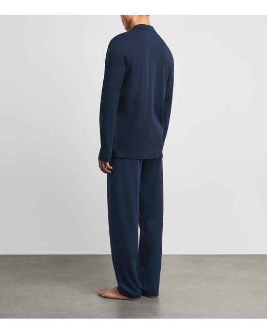 Hanro Blue Cotton Day & Night Pyjama Set for men
