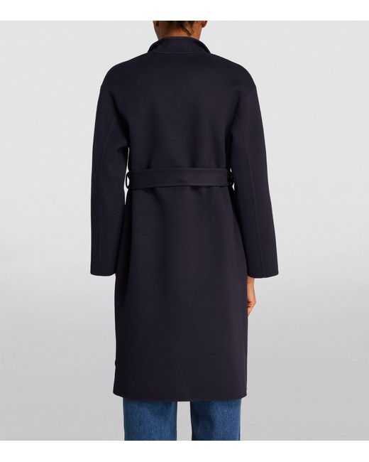 Theory Blue Wool-cashmere Belted Coat