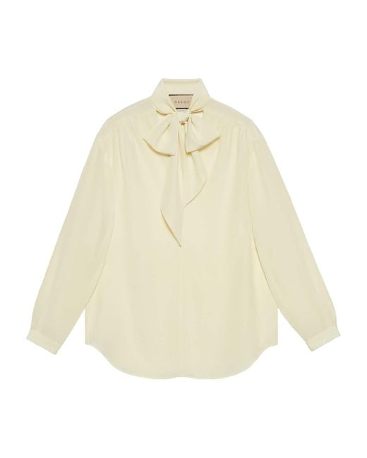 Gucci Natural Pussybow Blouse