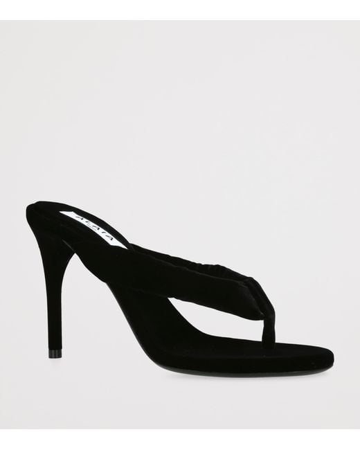 Alaïa Black Thong Sandals With Velvet Heel