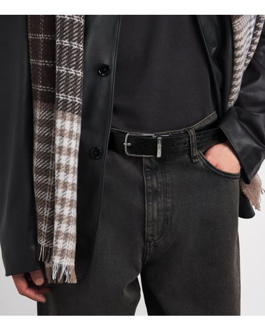 Emporio Armani Black Leather Buckle Belt for men