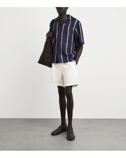 Commas White Linen Drawstring Shorts for men