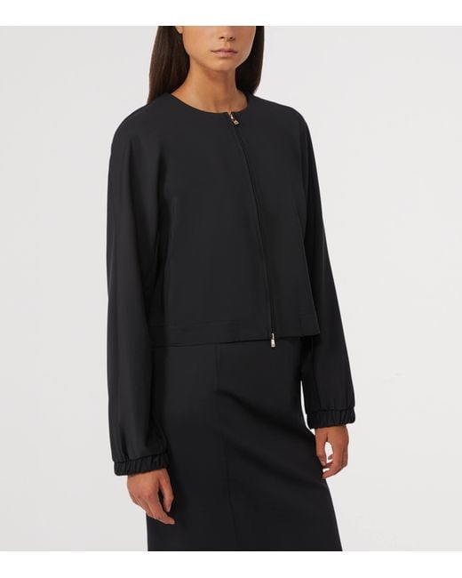 Max Mara Black Jersey Zip-Up Jacket
