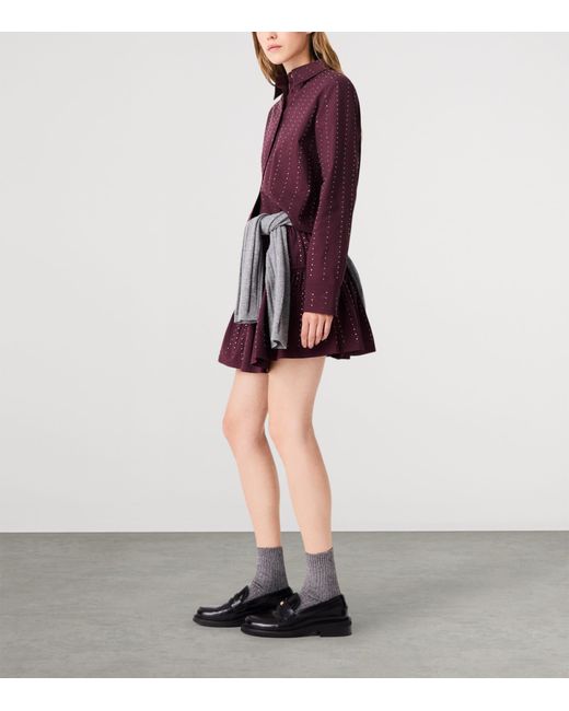 Maje Purple Embellished Stripe Shirt