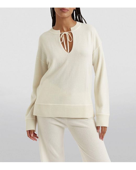 Chinti & Parker White Cashmere Split-neck Sweater