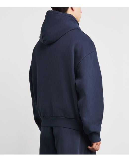 Skims Blue Cotton Fleece Relaxed Hoodie for men