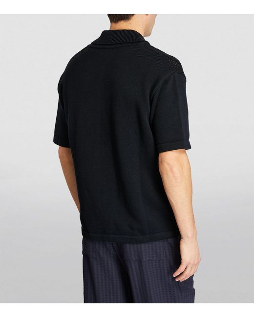 Oliver Spencer Black Cotton Mesh-knit Shirt for men