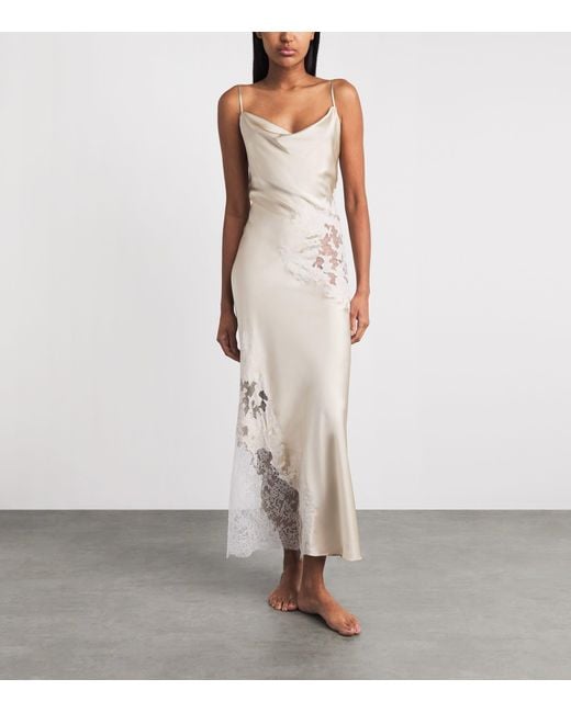 Torlowei White Silk-Lace Elsa Slip Dress