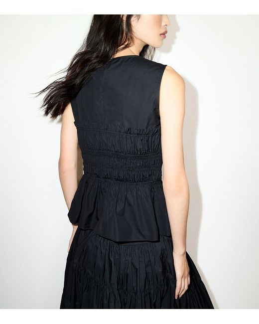MAX&Co. Blue Shirred Sleeveless Top