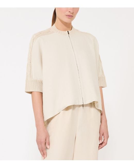Max Mara Natural Linen Eresia Zip-Up Cardigan