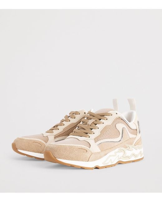 Sandro Natural Suede-Trim Flame Sneakers