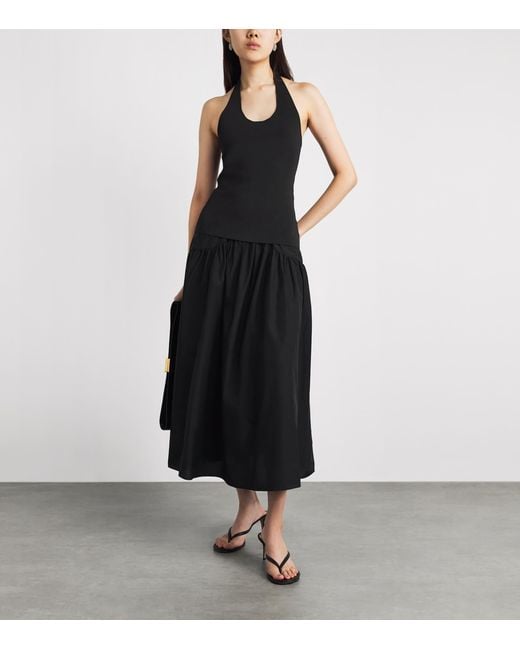 Theory Black Ribbed Halterneck Top