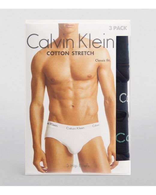 Calvin Klein Black Cotton Stretch Briefs (pack Of 3) for men
