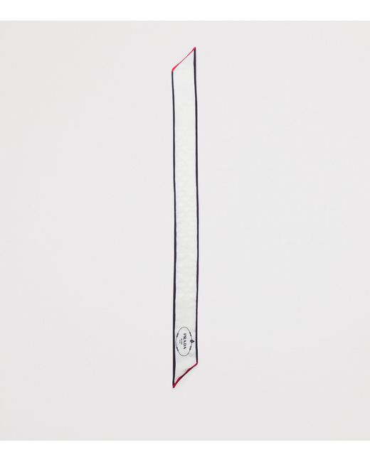Prada White Silk Twill Skinny Scarf