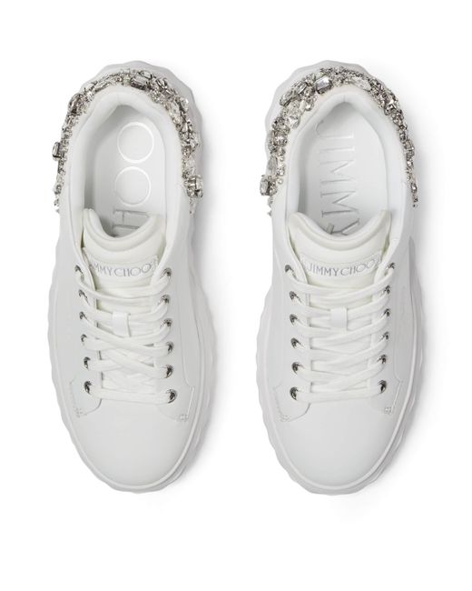 Jimmy Choo White Diamond Light Maxi Leather Sneakers